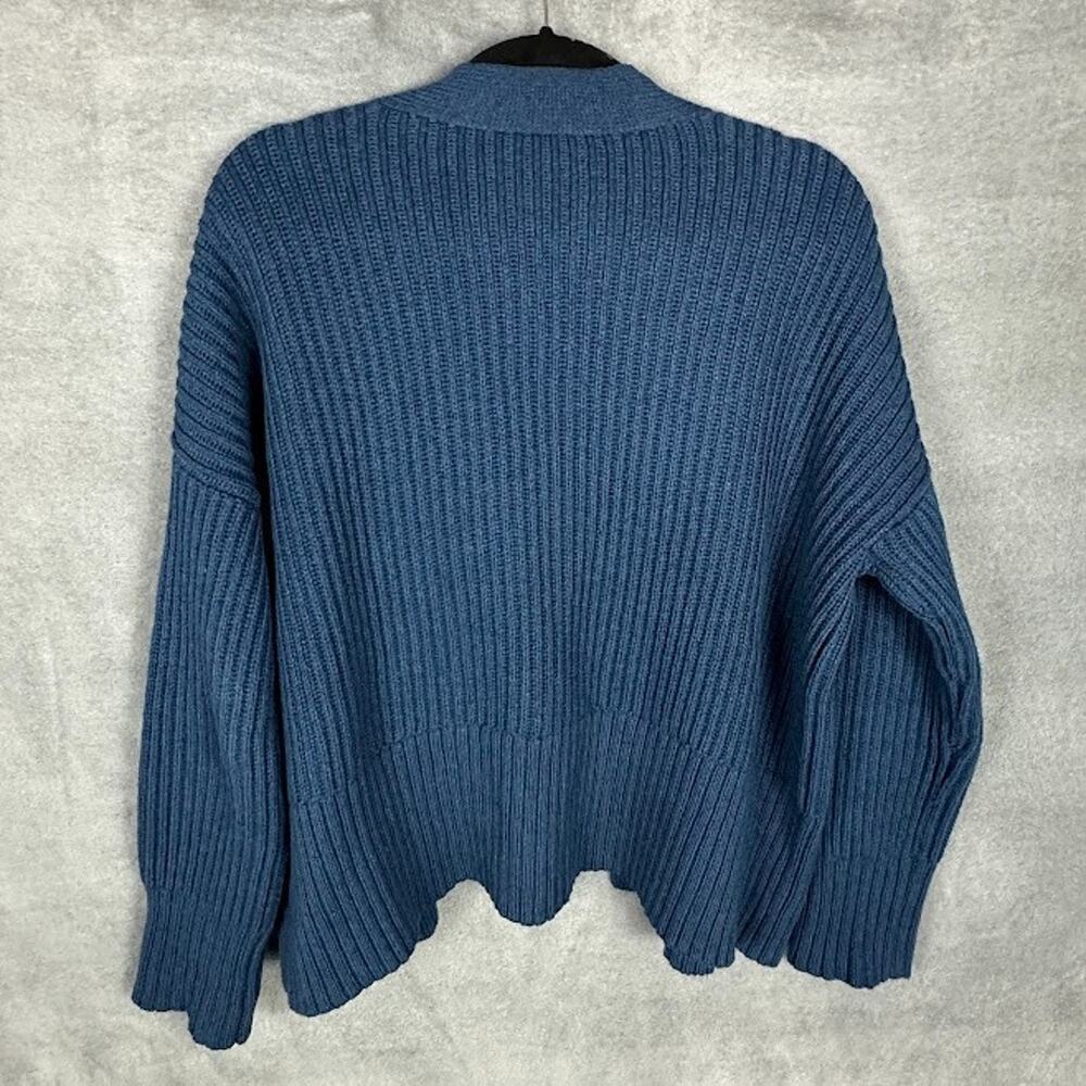 Eileen Fisher Sweater Womens Small Teal Open Cardigan Ribbed Cashmere Organic - Picture 7 of 13